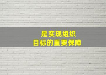 ( )是实现组织目标的重要保障