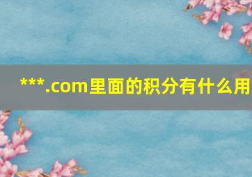 ***.com里面的积分有什么用