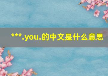 ***.you.的中文是什么意思