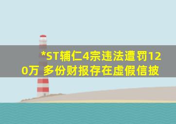 *ST辅仁4宗违法遭罚120万 多份财报存在虚假信披 