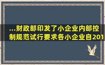 ...)财政部印发了《小企业内部控制规范(试行)》,要求各小企业自2018年...