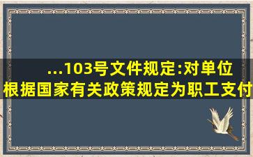 ...103号文件规定:对单位根据国家有关政策规定为职工支付的年金缴费,...