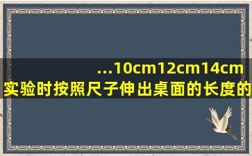 ...10cm、12cm、14cm,实验时按照尺子伸出桌面的长度的变