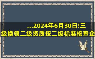 ...2024年6月30日!三级换领二级资质,按二级标准核查企业有关