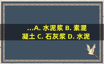 ...A. 水泥浆 B. 素混凝土 C. 石灰浆 D. 水泥砂浆