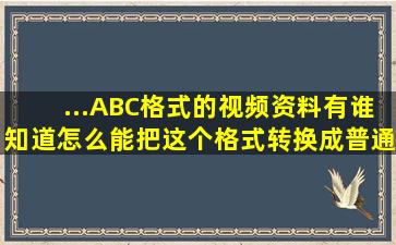 ...ABC格式的视频资料,有谁知道怎么能把这个格式转换成普通格式吗