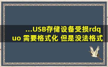 ...USB存储设备受损” 需要格式化 但是没法格式化 听说用外置内存卡...