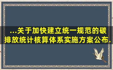 ...《关于加快建立统一规范的碳排放统计核算体系实施方案》公布。《...