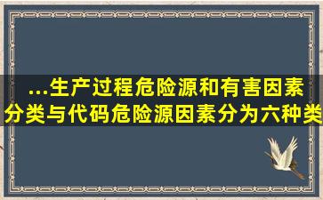 ...《生产过程危险源和有害因素分类与代码》危险(源)因素分为六种类型: