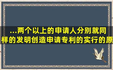 ...两个以上的申请人分别就同样的发明创造申请专利的,实行的原则为()。