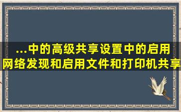 ...中的高级共享设置中的启用网络发现和启用文件和打印机共享打不开。