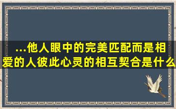 ...他人眼中的完美匹配,而是相爱的人彼此心灵的相互契合。是什么意思?