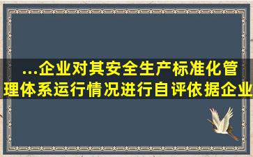 ...企业对其安全生产标准化管理体系运行情况进行自评,依据《企业安全...