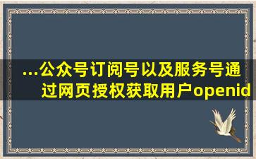 ...公众号订阅号以及服务号通过网页授权获取用户openid方法 