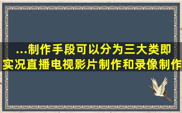 ...制作手段可以分为三大类,即实况直播,电视影片制作和录像制作。()