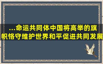 ...命运共同体,中国将高举(  )的旗帜,恪守维护世界和平、促进共同发展...