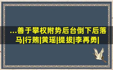 ...善于攀权附势,后台倒下后落马|行贿|黄瑶|提拔|李再勇|贵州省...