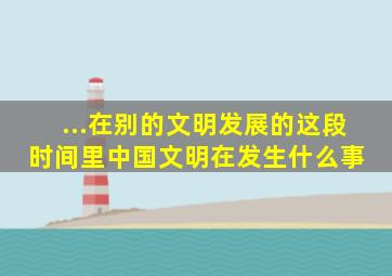 ...在别的文明发展的这段时间里,中国文明在发生什么事 