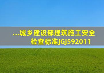 ...城乡建设部《建筑施工安全检查标准》(JGJ592011) 