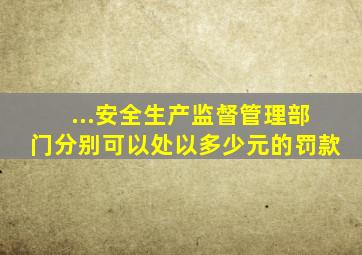 ...安全生产监督管理部门分别可以处以多少元的罚款