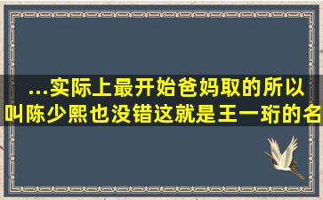 ...实际上最开始爸妈取的,所以叫陈少熙也没错,这就是王一珩的名字...