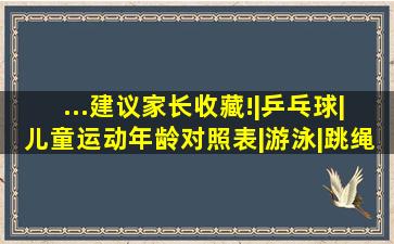 ...建议家长收藏!|乒乓球|儿童运动年龄对照表|游泳|跳绳