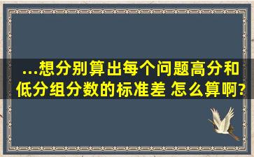 ...想分别算出每个问题高分和低分组分数的标准差 怎么算啊?用EXCEL,...