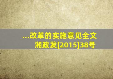 ...改革的实施意见全文湘政发[2015]38号 