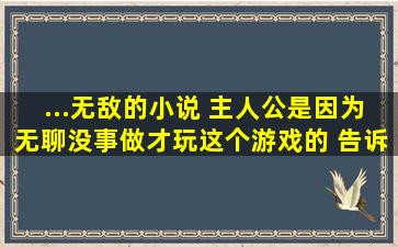 ...无敌的小说 主人公是因为无聊没事做才玩这个游戏的 告诉我书命就...