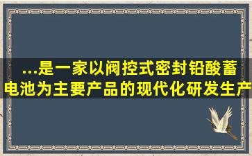 ...是一家以阀控式密封铅酸蓄电池为主要产品的现代化研发、生产厂家,...