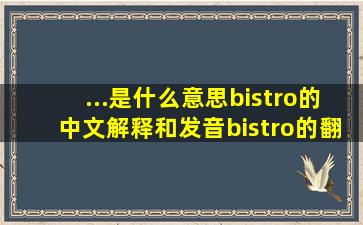 ...是什么意思bistro的中文解释和发音bistro的翻译