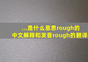 ...是什么意思rough的中文解释和发音rough的翻译