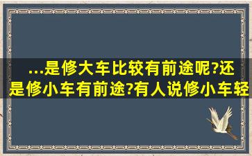 ...是修大车比较有前途呢?还是修小车有前途?有人说修小车轻松,不累。...