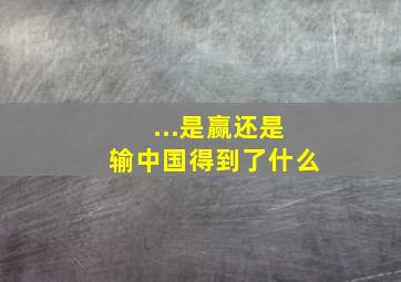 ...是赢还是输(中国得到了什么