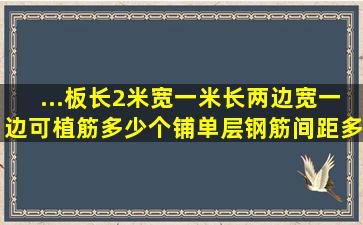 ...板长2米宽一米,长两边宽一边可植筋多少个,铺单层钢筋间距多少合适?