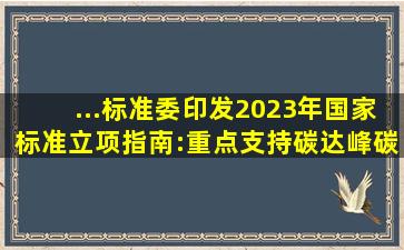 ...标准委印发《2023年国家标准立项指南》:重点支持碳达峰碳中和...