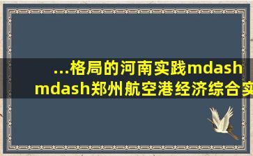 ...格局的河南实践——郑州航空港经济综合实验区十年探索经验与启示