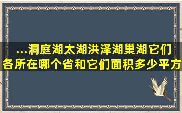 ...洞庭湖,太湖,洪泽湖,巢湖,它们各所在哪个省和它们面积多少平方千米?