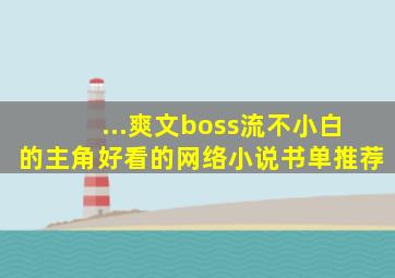 ...爽文,boss流,不小白的主角好看的网络小说书单推荐