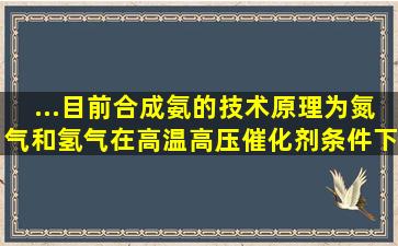 ...目前合成氨的技术原理为氮气和氢气在高温高压催化剂条件下生成...