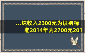 ...纯收入2300元为识别标准,2014年为2700元,2015年为2955元,2016...