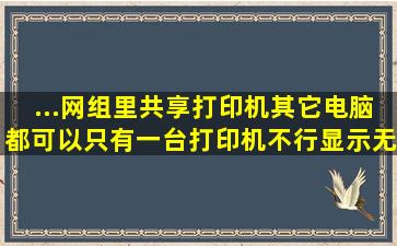 ...网组里共享打印机,其它电脑都可以,只有一台打印机不行。显示无法...