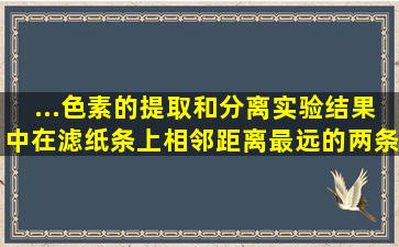 ...色素的提取和分离实验结果中,在滤纸条上相邻距离最远的两条色素带...