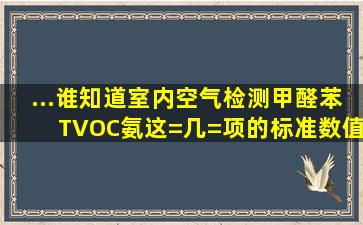 ...谁知道室内空气检测甲醛、苯、TVOC、氨这=几=项的标准数值是多少