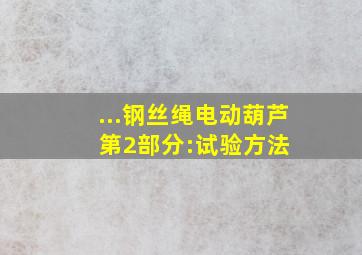 ...钢丝绳电动葫芦 第2部分:试验方法 