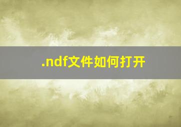 .ndf文件如何打开