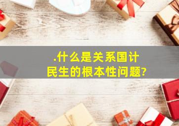 .什么是关系国计民生的根本性问题?