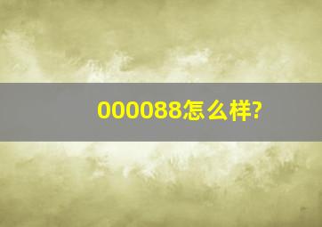 000088怎么样?