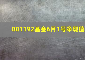 001192基金6月1号净现值