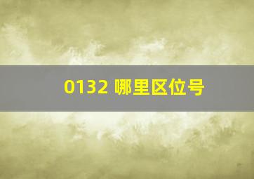 0132 哪里区位号